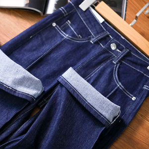 时髦精的裤子,显得腿好长 立裁中缝显瘦复古蓝色直筒牛仔裤女