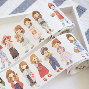 千寻时光女孩换装和纸胶带手账贴纸穿搭日常盐系小清新可爱装饰