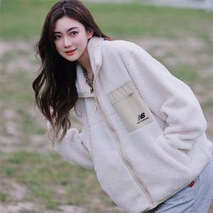 new balance/nb羊羔绒外套iu同款女秋冬保暖夹克awj13326-msu/bk