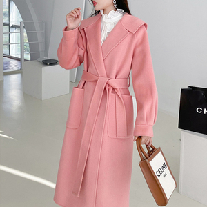 粉色毛呢外套韩国粉红色