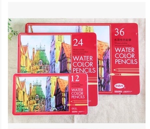 台湾利百代12色24色36色铁盒装水溶性彩色铅笔 无毒绘图学生彩铅