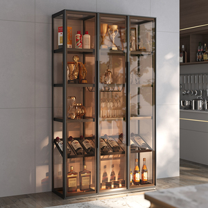 全铝合金玻璃酒柜定制现代红酒柜钢化玻璃柜手办隔断柜茶叶展示柜