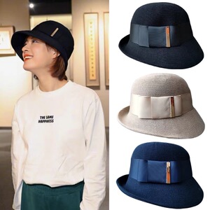 帽子孙俪明星同款翻檐盆帽日系简约亚麻针织渔夫帽时尚百搭防晒帽