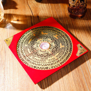 正品香港老字号通胜罗盘8寸三元三合综合盘 高精度纯铜指南针随身