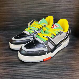 louis vuitton lv 21ss 黑水泥黄绿色 trainer 运动鞋 低帮板鞋
