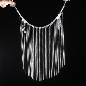 苏幕遮汉服配饰古风手工原创银色流苏面帘面纱古风遮哈妮克孜