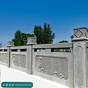 大理石石栏杆花岗岩栏杆石雕栏板新中式河道别墅公园景区桥梁工程