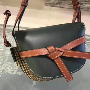 幂幂代购loewe女包罗意威gate bag拼色蝴蝶结马鞍包单肩斜挎包