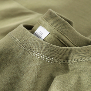 灰绿 橄榄绿250g重磅美式复古咔叽纯棉短袖t恤男三本针休闲上衣夏