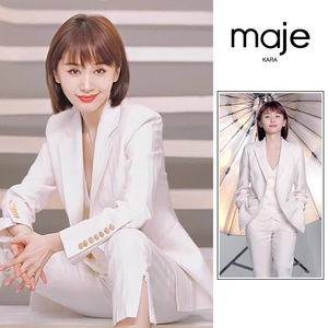 品牌专柜明星王子文同款白色西装套装女韩版职业装外套女三件套