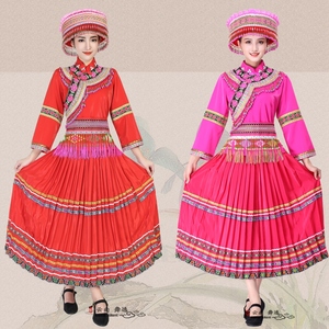云南 怒江傈僳族长裙套装 迪庆普米族服装 女少数民族生活舞蹈服
