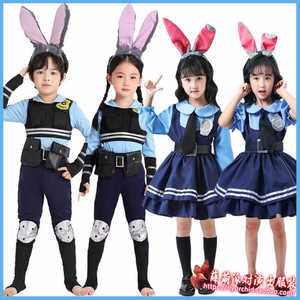 万圣节疯狂动物城cos服装儿童迪士尼男童装扮朱迪兔子警官衣服女