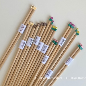日式可爱立体郁金香小熊造型竹木筷卡通创意儿童情侣筷子家用环保