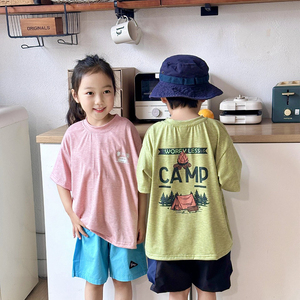 日系童装男童短袖t恤纯棉衣服中大童夏装彩棉上衣新款夏季儿童T恤