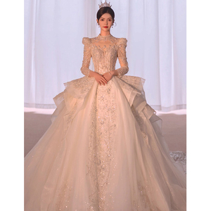 法式婚纱礼服2024新款新娘重工奢华大拖尾宫廷风高级质感白色主纱