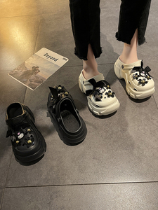 日本代购GP甜酷暗黑夏卡通洞洞鞋女库洛米大头凉鞋花朵两穿凉拖鞋