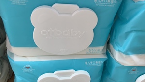 otbaby 新款小熊盖婴儿手口柔湿巾宝宝湿巾抑菌抗菌80抽4大包正品