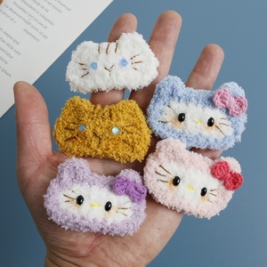 成品精美手工编织卡通动漫发卡织女绒线钩织头饰kitty猫儿童发夹