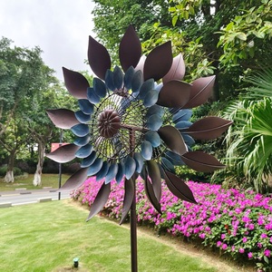 铁艺花朵造型双层叶片风车庭院落地摆件景观阳台户外庭院家具装饰