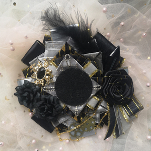 原创设计5cm黑色羽毛吧唧托华丽炫酷痛包填充物lolita装饰物谷美