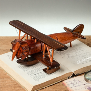 复古木质滑翔机老式飞机模型桌面摆件装饰品做旧工艺品战斗机礼物