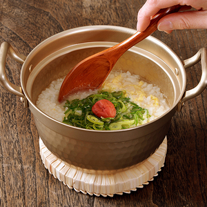 日本 北陆铝 hokua 铝制 锤纹 双耳 中华 汤锅 煮锅 带木盖