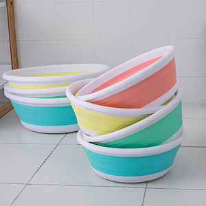 家用可折叠塑料加厚儿童脸盆旅游便携式洗衣盆大号宿舍洗脚小盆子