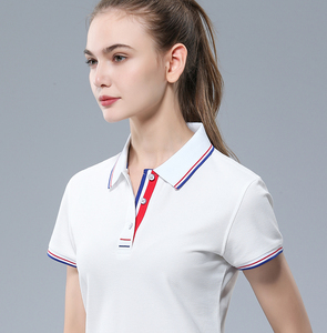 翻领t恤女短袖条纹polo衫 长袖工衣有带领半袖工作服定制印字logo