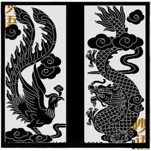 墓碑龙凤线雕图