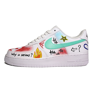 nike/耐克 air force1af1涂鸦小丑低帮板鞋空军一号球鞋小白鞋diy