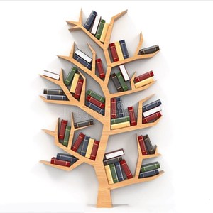 北欧树型落地书架置物架创意实木家具软装装饰墙壁书架书柜展示