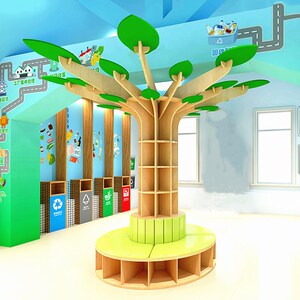 创意幼儿园大树落地摆件绘本馆包柱子树橱窗展示架图书馆树形坐凳