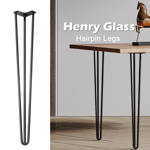 HenryGlass铁艺餐桌腿支架办公书桌子脚大板支撑架子吧台茶几底座
