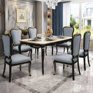 美式欧式长方形餐桌椅组合实木轻奢大理石吃饭桌子高档奢华饭桌