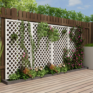白色碳化防腐木网格篱笆栅栏围栏爬藤攀爬架隔断网格花架墙面装饰