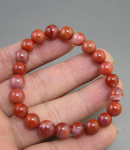 南红玛瑙保山红白料手串天眼缠丝纹大圆珠佛珠杨柳料单圈手链手持