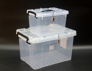 包邮 手提收纳箱带锁塑料箱透明锁箱宿舍整理箱加厚安全储物箱