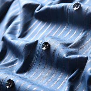 超柔软q弹 舒适面料烫银竖条纹 春夏薄款时尚休闲长袖衬衫男衬衣