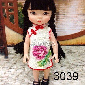 娃衣图解3039沙龙娃娃钩针衣服裙子旗袍电子图解非材料包非成品