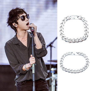 华晨宇同款钛钢手链花花音乐节火星演唱会男女简约古巴手环镯饰品