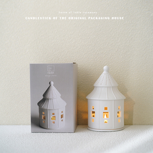 candle time烛时光 北欧简约陶瓷小房子烛台摆件圣诞节烛台带包装