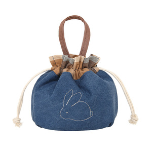 韩版帆布束口袋手机包女生布艺抽绳手提包手拎收纳袋迷你小布包