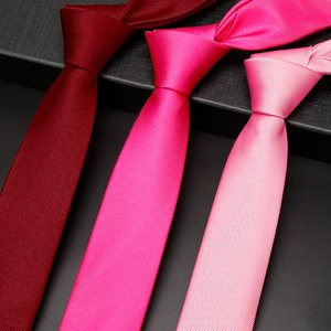 粉色领带男手打结婚新郎婚礼休闲窄版5cm学生女学院风毕业纯色潮