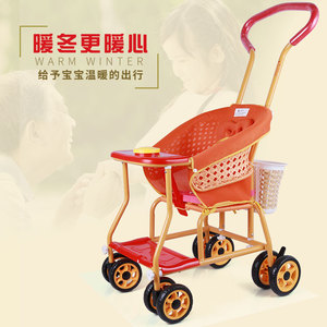 外婆桥儿童仿藤推车轻便万向轮婴儿车四季通用避震伞车宝宝手推车