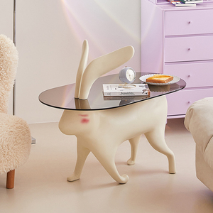 小卡家居兔子茶几创意动物网红玻璃小茶几客厅软装装饰家具轻奢