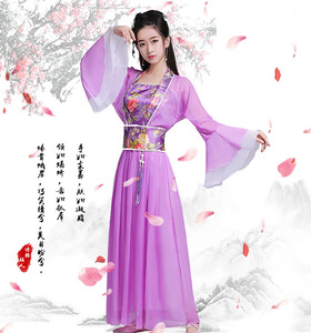 古装女汉服女古代服装仙女演出服清晰淡雅 改良夏襦裙广袖流仙裙