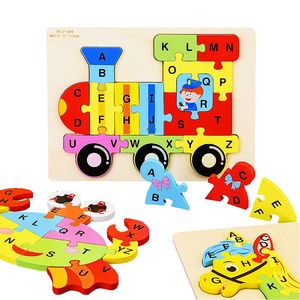 宝宝益智26字母动物交通拼图 儿童早教英文启蒙认知拼板木制玩具
