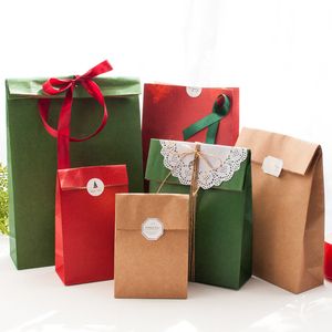 牛皮纸袋儿童节日平口礼物袋子苹果零食烘焙包装袋节庆纯色礼品袋