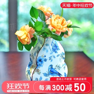 陶瓷小花瓶摆件轻奢高级感客厅餐桌水培鲜花茶几装饰插花美式中式