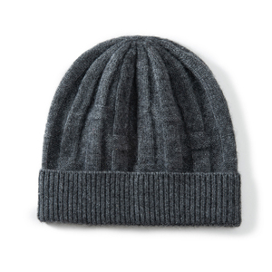 帽子男士100%纯山羊绒针织毛线帽冬季保暖百搭爸爸包头护耳帽防寒